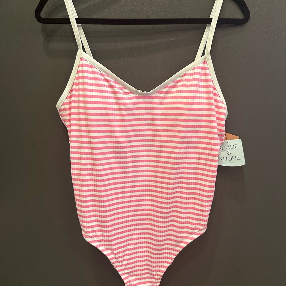 Shade & Shore | Pink Striped One Piece Swimsuit | Large‎ | NWT